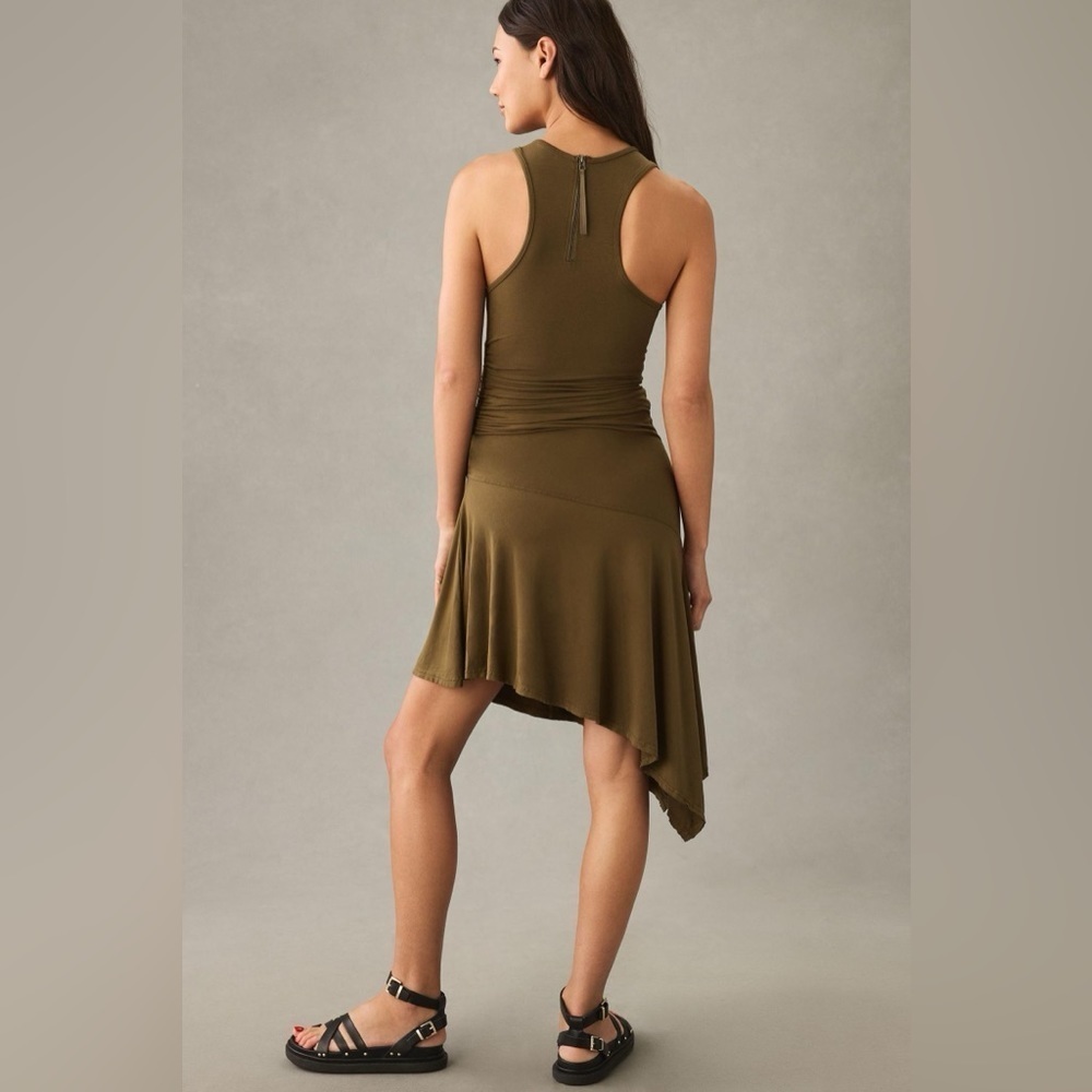 NWT Anthropologie Olive Daily Practice Sleeveless Side Ruched Dress Medium - Picture 2 of 9